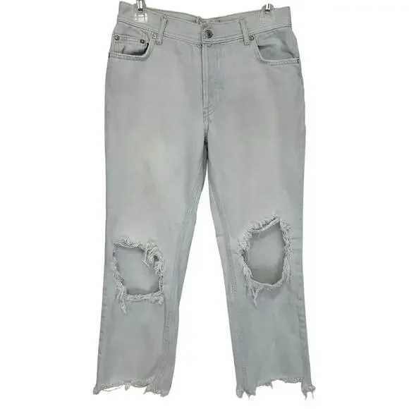 Free People We The Free Maggie Straight Cropped Blue Jean Light Wash Size 26 - Picture 3 of 10
